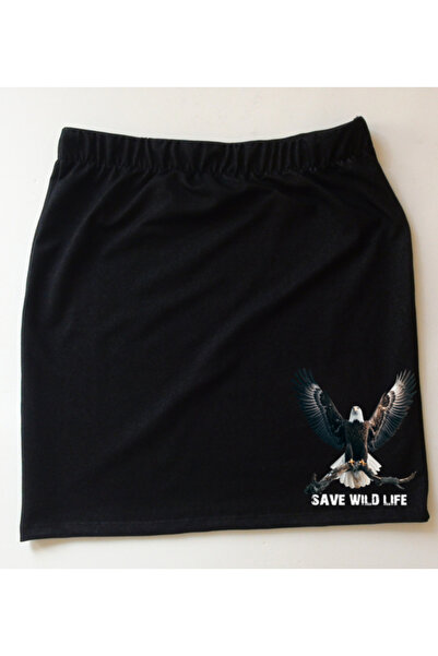 mAddog Black Above-The-Knee Skirt / Save Wild Life 1 / Black