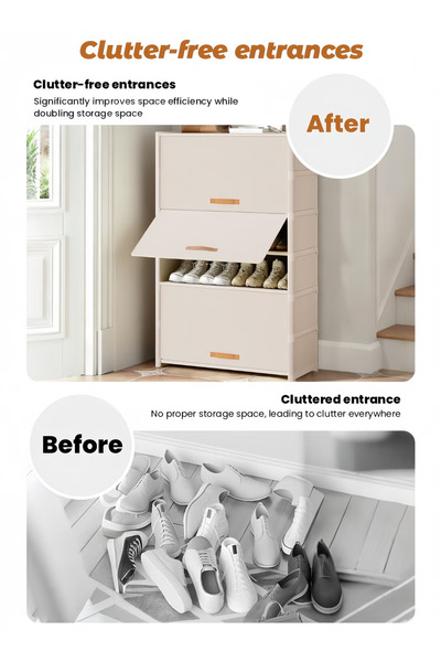 GGEROU Portable Shoe Rack Organizer 7-Tier Shoe Cabinet 21-Pair shoe Storage Free Standing Stackable Space Shoe Rack dust-proof design for entrance door, White