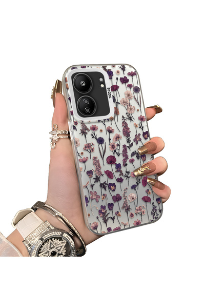 CHICASELUX Poco C65 Compatible French Style Purple Tone Wildflower Phone Case...