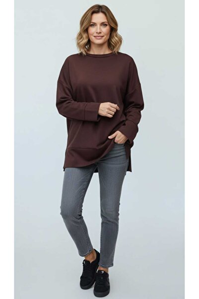 ECE GİYİM Women's Medium and Older Ages Low Sleeve Tunic with Slits on the Sleeves and Hem, with Bands at the Hem, Short Seasonal Tunic