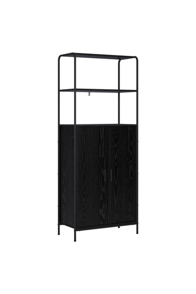 vidaxl Bufet Stejar Negru 40 x 33 x 161 cm Lemn prelucrat
