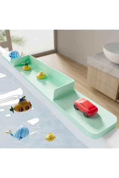 TERRIFI Silicone Bathtub Splash Guard and Toy Tray for Toddlers, Water Barrie...