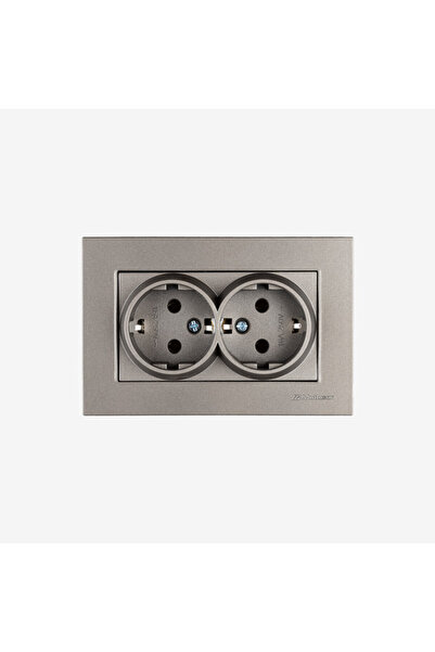 Mutlusan Mek Tus 2-Outlet Grounded Socket Anthracite