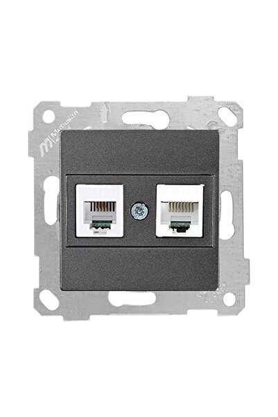 Mutlusan Mechanical Key Telephone Data Socket (Rj12 Cat5E) Smoked