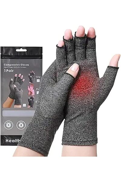 GENERAL 1 Pair Compression Arthritis Gloves, Fingerless Carpal Tunnel Pain Re...