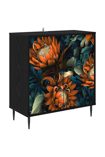 vidaxl Bufet LOCHEM Stejar Negru 69 x 33 x 76 cm Lemn prelucrat
