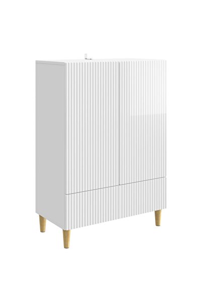 vidaxl Bufet Alb foarte lucios 66 x 34,5 x 95 cm Lemn prelucrat
