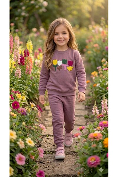 tuma collectıon Kız Çocuk Kışlık Eşofman Takımı Sweatshirt Alt Pamuklu Üç İpl...
