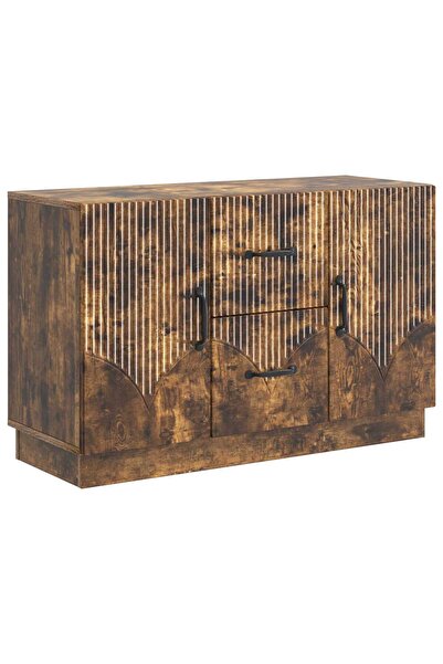 vidaxl Bufet cu sertar Stejar fumuriu 89 x 34,5 x 57 cm Lemn prelucrat