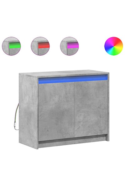 vidaxl Dulap cu LED, gri beton, 72x34x61 cm, lemn prelucrat