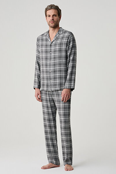 First Touch Plaid Patterned Shirt Pajama Set