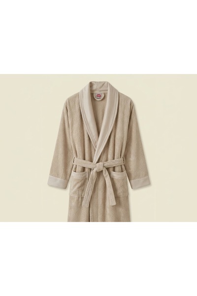 Taç Touch Beige Men's Bathrobe Large X Large 100% Cotton