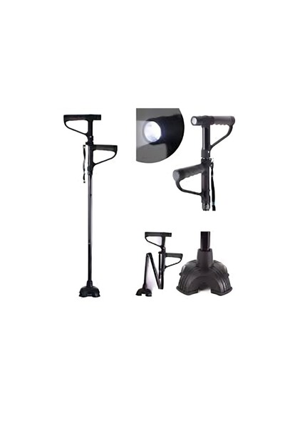 Yailla Foldable Walking Stick with Stand & Flashlight, Adjustable Lightweight...