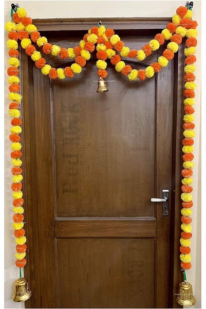 Shreeji SPHINX Artificial Marigold Fluffy Flowers Garlands Door Toran Set/Doo...