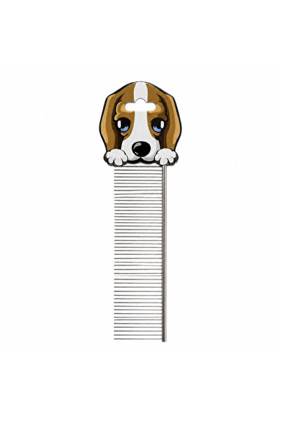 FOXMAG24 Metal Comb for Dogs and Cats, Non-Slip Handle, Grey