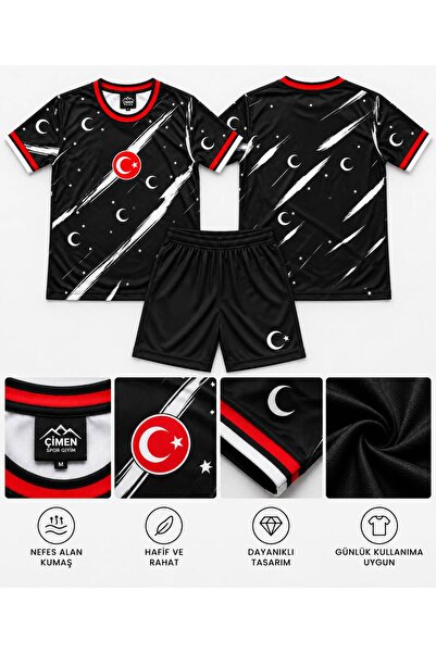 Çimen Spor Giyim Türk Bayraklı Ay Yıldızlı Baskılı İsimsiz Çocuk Futbol Mikro...