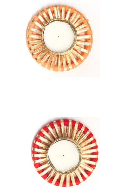 Shreeji Creations Diwali Candle Holder | Tlight Candle holder (Round shape) for Diwali and Christmas (Set of 2)