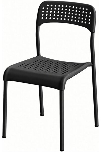 Biki كرسي بلاستيك مثقوب بإطار معدني – 39×45×78 سم – أسود – RQ-21030