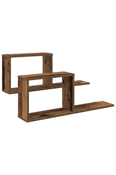 vidaxl Rafturi suspendate 2 buc. Lemn vechi 80 x 15 x 30 cm