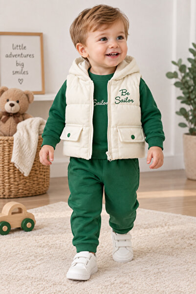 Bilge Trend BE SAILOR , ŞİŞME YELEKLİ 3 PARÇA KIŞLIK ERKEK BEBEK TAKIMI
