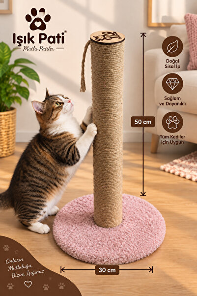 Işık Pati Kedi Tırmalama Tahtası Yuvarlak, Yerli İp