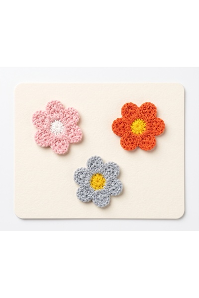 Jeevee Set of 3 Knitted Flower Figured Hairless Baby Clips