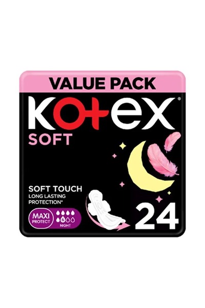 Kotex Maxi Soft Night Sanitary Napkins Economy Pack - 24 Pieces