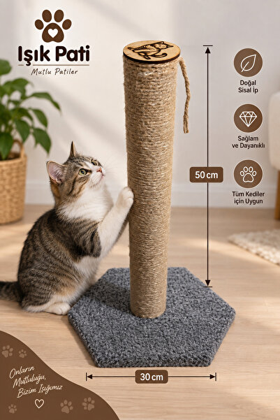 Işık Pati Kedi Tırmalama Tahtası Altıgen, Yerli İp