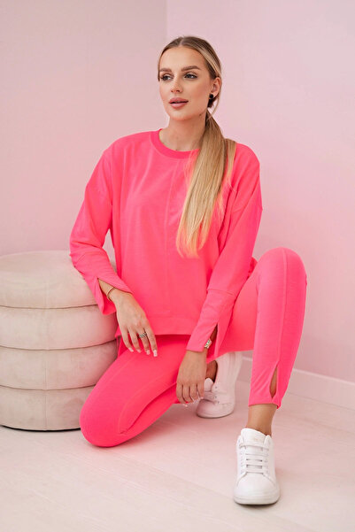 Kesi Set cu bluză roz neon supradimensionată