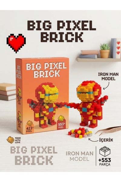 Büyük Boy 553 Parça İron Man 3D Yapboz Bricks Figür Yapı Oyuncağı
