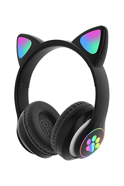 Yailla Over Ear Music Headset Glowing Cat Ear BT 5.0 Black