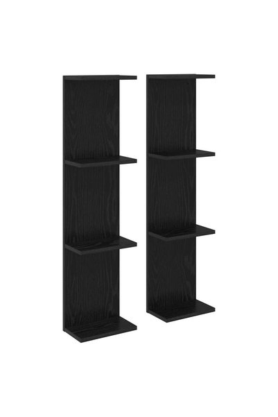 vidaxl Raft de perete 2 buc. Stejar Negru 25 x 15 x 100 cm
