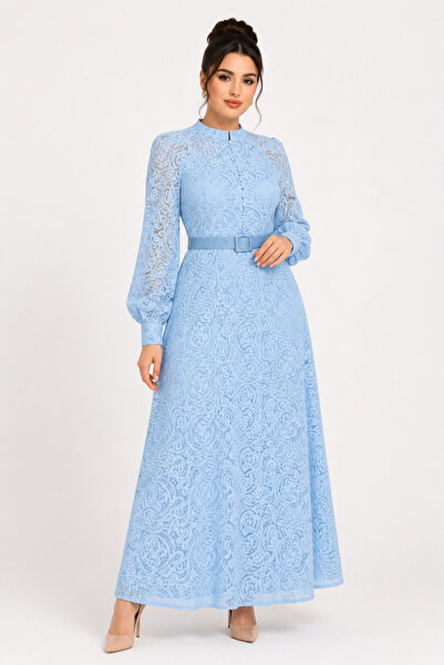 Opera Fashion Long Gobir Dress with Classic Cut - Blue
