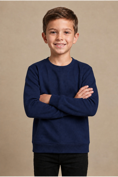 nacar çarşı 👉   Boy's Black Basic Sweatshirt Crew Neck Long Sleeve