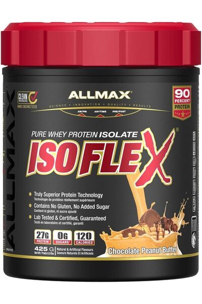 ALLMAX ISOFLEX Pure Whey Isolate Protein Powder - Gluten Free, Low Lactose, S...