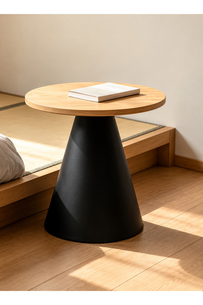 N.zone Modern Round Side Table with Elegant Design – Mdf Wood Top with Sturdy...