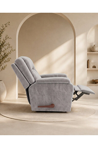 BACK CARE Fixed Base Recliner Chair, Velvet, Footrest, Gray, ND-1-S