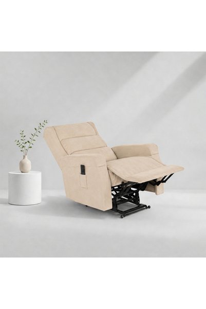 BACK CARE كرسي استرخاء بمحركين مزدوجين، مخملي، مع مسند للقدمين، بيج، MG-7-A