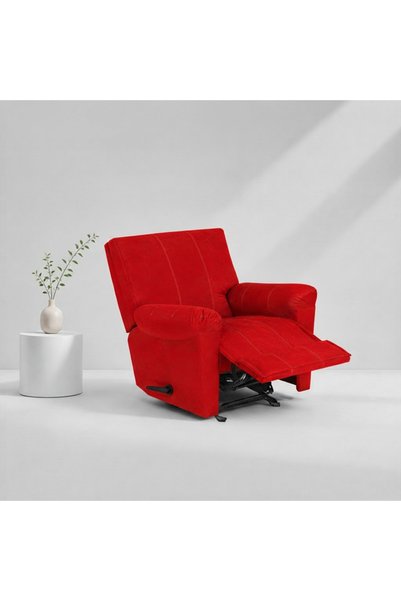 BACK CARE كرسي استرخاء بقاعدة ثابتة، مخمل، مزود بمسند للقدمين، أحمر، V-1-S