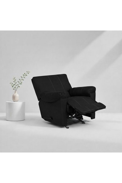BACK CARE كرسي استرخاء بقاعدة ثابتة، مخمل، مزود بمسند للقدمين، أسود، V-1-S