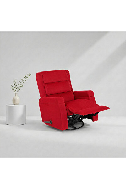 BACK CARE كرسي استرخاء دوار هزاز، مخمل، مزود بمسند للقدمين، أحمر، MG-7-H