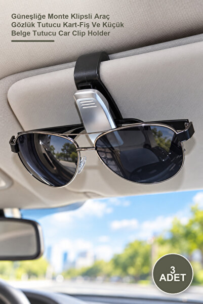 Yenilig 3 Pieces Car Clip Glasses Holder – Sun Visor Mounted Clip-On Vehicle ...