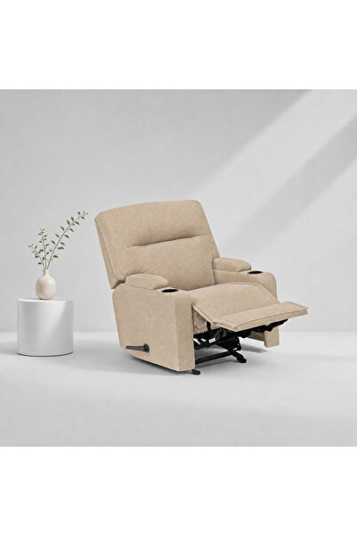 BACK CARE كرسي استرخاء بقاعدة ثابتة، مخمل، مزود بمسند للقدمين، بيج، MG-3-S