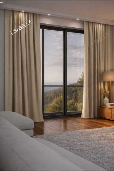 LisabellaHome Μπεζ χρώμα, κουρτίνα συσκότισης από εξωτερικό αφρό χωρίς πιέτες...