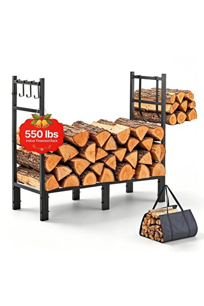 Vivatechnix Suport pentru lemne, Otel carbon, max 250 kg, Negru, 830 x 330 x ...