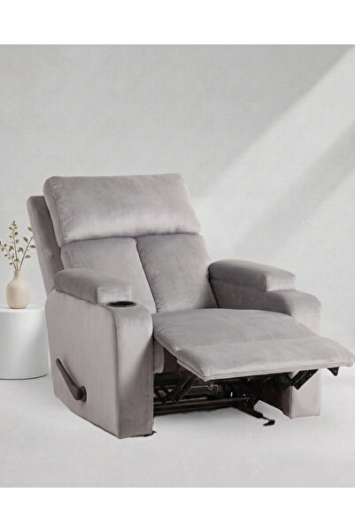 BACK CARE كرسي استرخاء بقاعدة ثابتة، مخمل، مزود بمسند للقدمين، رمادي، ND-3-S