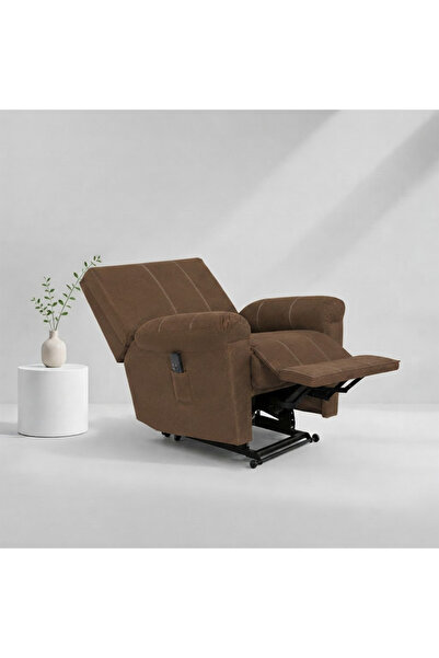 BACK CARE كرسي استرخاء بمحركين، مخملي، مزود بمسند للقدمين، بني، V-1-A