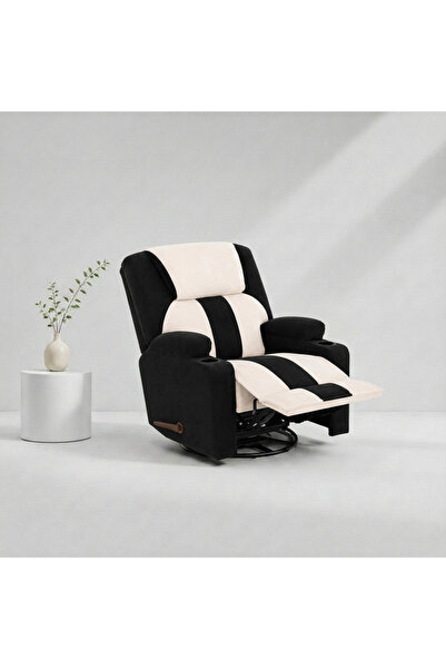 BACK CARE كرسي هزاز قابل للإمالة، مخمل، مزود بمسند للقدمين، أسود، MG-8-R