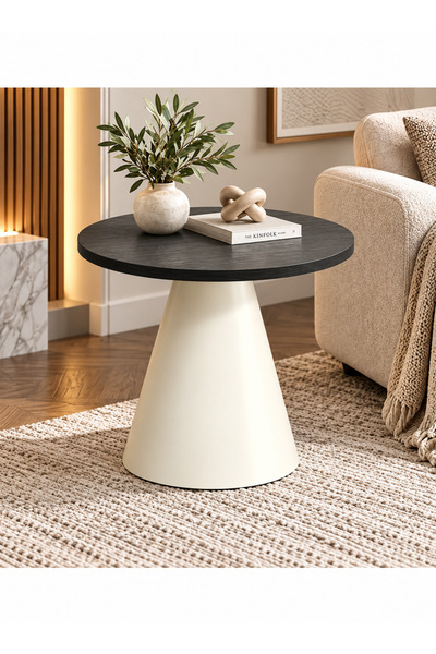N.zone Modern Round Side Table with Elegant Design – Mdf Wood Top with Sturdy...