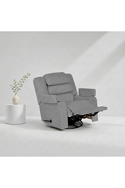 BACK CARE Rocking Recliner Chair, Velvet, Footrest, Gray, AB07-R